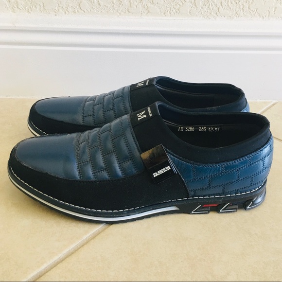 Blue genuine leather shoes for men. NWOT - Picture 2 of 6